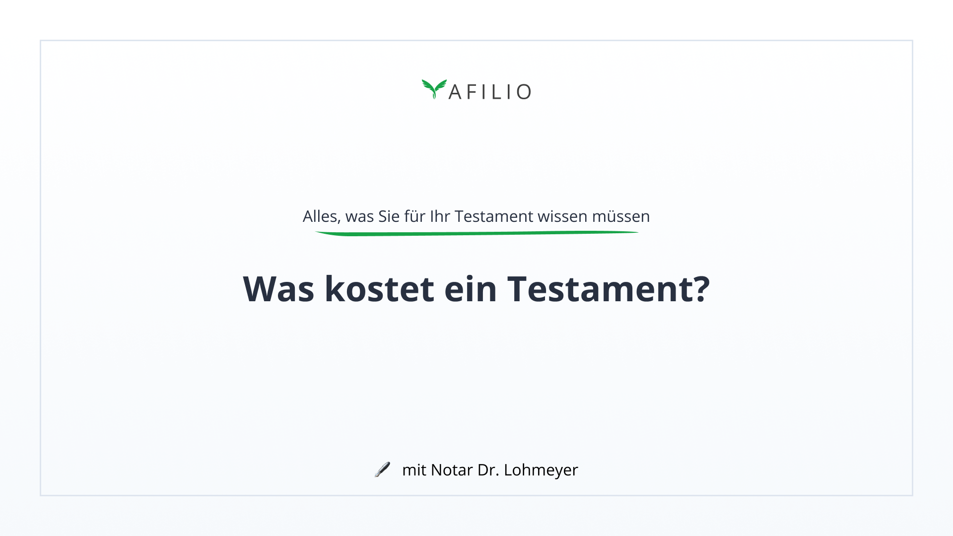 Was kostet ein Testament?