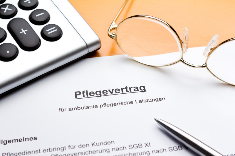 Pflegevertrag: Vertragsdokument als Beispiel